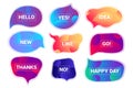 Abstract futuristic speech bubbles collection with gradient background